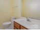 Cozy bathroom featuring a toilet, vanity with sink, and a mirror at 9701 Kent Village Dr, Charlotte, NC 28269