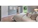 Cozy bedroom showcasing a comfortable bed with multiple pillows, wood floors, and gray walls, creating a relaxing atmosphere at 11539 Five Cedars Rd, Charlotte, NC 28226