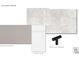 Laundry room design board with quartz countertops, slim shaker cabinetry, stone-inspired floor tile, and matte black hardware at 19036 Newburg Hill Rd, Davidson, NC 28036