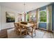 Bright dining area features a wood table, large windows, and stylish decor at 420 Balboa St, Matthews, NC 28104