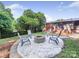Backyard with fire pit, seating area and view of house at 6401 Montpelier Rd, Charlotte, NC 28210