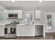 Bright kitchen features stainless steel appliances, white cabinets, and modern countertops at 6401 Montpelier Rd, Charlotte, NC 28210