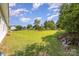 Spacious backyard with large green lawn and some trees on a partly cloudy day at 7785 Crestwood Dr, Kannapolis, NC 28081