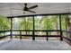 Screened-in porch boasts scenic water views, offering a serene and private retreat at 9763 Pine Tree Ln, Norwood, NC 28128