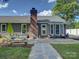 Backyard features outdoor seating, lush green grass, a brick chimney, and lush landscaping at 116 Hallett St, Fort Mill, SC 29715