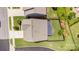 Aerial view showcasing the home's layout, landscaped yard, and neighborhood setting at 126 W Morehouse Ave, Mooresville, NC 28117
