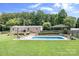 Backyard view of an in-ground swimming pool and concrete patio at 1489 L R Schronce Ln, Iron Station, NC 28080
