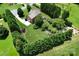 Expansive backyard with lush greenery, professional landscaping, and mature trees surrounding a brick home at 2019 Heirloom Ct, Matthews, NC 28104