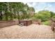 Relaxing backyard patio features a hot tub, stone privacy walls and beautiful pavers for an amazing outdoor experience at 2019 Heirloom Ct, Matthews, NC 28104