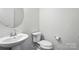 Clean half bathroom with a pedestal sink, toilet, and neutral decor, offering a functional space at 231 Cotton Ridge Pl, Rock Hill, SC 29730