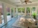 Bright sunroom with multiple windows, wooden floors and natural light at 7408 Mockingbird Ln, Waxhaw, NC 28173