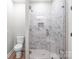 Shower with glass enclosure and marble tile at 1010 Oneil Dr, Monroe, NC 28112
