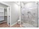 Bathroom featuring marble tiled shower and walk-in closet at 1010 Oneil Dr, Monroe, NC 28112