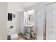 Bathroom with toilet, sink, walk-in shower and cabinet at 1210 Jackson Rd, Gastonia, NC 28052