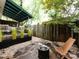 Inviting backyard featuring a patio area, fire pit, and mature trees at 1708 Roxborough Rd # C, Charlotte, NC 28211