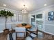Inviting dining room featuring hardwood floors, neutral paint, a modern chandelier, and lots of light at 1708 Roxborough Rd # C, Charlotte, NC 28211