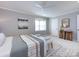 Bright main bedroom featuring a cozy bed, lots of light, and stylish decor at 1708 Roxborough Rd # C, Charlotte, NC 28211