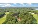 Aerial view of golf course and homes surrounded by lush green trees at 177 Yadkin Falls Rd, New London, NC 28127