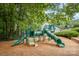 Community playground with green slides and play structures in a shaded, wooded area at 177 Yadkin Falls Rd, New London, NC 28127