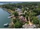 Aerial view of community showcasing luxury homes, private docks, community lake access, and waterfront properties at 3996 Channel Point Ln, Denver, NC 28037