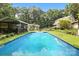 Inviting backyard pool surrounded by lush greenery, perfect for relaxation and summer fun at 4412 Dobys Bridge Rd, Fort Mill, SC 29707
