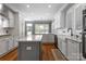 Bright kitchen with white cabinets, stainless steel appliances, an island and farmhouse sink at 4536 Rustling Woods Dr, Denver, NC 28037