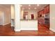 Spacious kitchen with granite countertops, custom cabinets, stainless steel appliances, and hardwood floors at 458 Leaf Arbor Ct, Clover, SC 29710