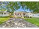 Charming single story home featuring a cozy front porch, red shutters, and a well manicured lawn at 611 Church St, Belmont, NC 28012