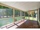 Relaxing screened porch with wood flooring and views of the landscaped backyard at 7011 S Providence Rd, Waxhaw, NC 28173
