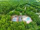 Aerial view of community amenities including pool, tennis courts and green foliage at 7229 Olde Sycamore Dr, Mint Hill, NC 28227