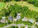 Aerial view of several homes and a golf course, with a swimming pool in the backyard at 7229 Olde Sycamore Dr, Mint Hill, NC 28227