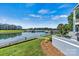 Picturesque lake view with boats docked, lush greenery, and walking path at 1007 Southwest Dr, Davidson, NC 28036