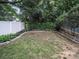 Landscaped backyard features a stone border and potential for lush greenery, providing a serene outdoor space at 1228 Rising Oak Dr, Charlotte, NC 28206
