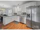 Modern kitchen features stainless steel appliances, granite countertops, and a seamless flow to the dining area at 1228 Rising Oak Dr, Charlotte, NC 28206