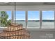 Decorative chandelier hanging in front of windows offering expansive water views at 18007 Harbor Light Blvd, Cornelius, NC 28031