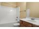 Full bathroom with vanity and shower-tub combo at 212 Township Dr, Fort Mill, SC 29715