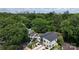 Stunning aerial view of modern home with city skyline in the background, surrounded by lush greenery at 2733 Cowles Rd, Charlotte, NC 28208
