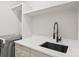 Laundry room with gray cabinets, pull-down faucet and gray stone countertop at 2733 Cowles Rd, Charlotte, NC 28208