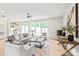 Bright living room featuring hardwood floors, modern furniture, and access to the backyard at 2733 Cowles Rd, Charlotte, NC 28208