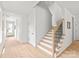 Bright staircase with white risers and wood treads, paired with a sleek black railing at 2733 Cowles Rd, Charlotte, NC 28208