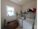 Functional laundry room with washer, dryer, and storage shelves, offering convenience and organization at 4032 Wilgrove Way Dr # 252, Charlotte, NC 28213