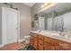 Neutral bathroom with double sink vanity, framed mirror, toilet, and a shower with a decorative curtain at 460 Clouds Way, Rock Hill, SC 29732