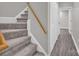 Carpeted staircase with railing at 6016 Graburns Ford Dr, Charlotte, NC 28269