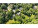 Aerial view showcasing homes in a lush, green neighborhood with mature trees at 8900 Cumbria Ct, Huntersville, NC 28078