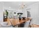 Inviting dining room with wood floors, a wooden table, and views into the living room at 1024 Regency Dr, Charlotte, NC 28211