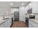 Bright kitchen with white cabinets, stainless steel appliances, and a large island at 2532 Blue Moss Dr, Dallas, NC 28034