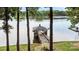 Charming dock featuring a covered seating area with a canoe and stunning lake views at 360 Lake Landing Dr, Salisbury, NC 28146
