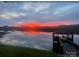 Tranquil lake view at sunset, highlighting the dock and seating area at 360 Lake Landing Dr, Salisbury, NC 28146