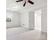 Comfortable bedroom with carpet, ceiling fan, and closet door at 411 Carlisle Dr, Indian Trail, NC 28079