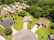 An aerial view of a neighborhood showcases well-maintained homes with mature trees and lush green lawns at 511 Birmingham Ct, Rock Hill, SC 29732